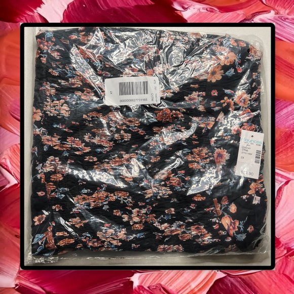 Maurice's Plus Size Black Floral Smocked Off the Shoulder Top 2X & 3X - Picture 7 of 12